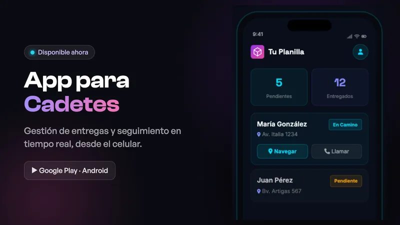 Captura de TuPlanilla Cadetes